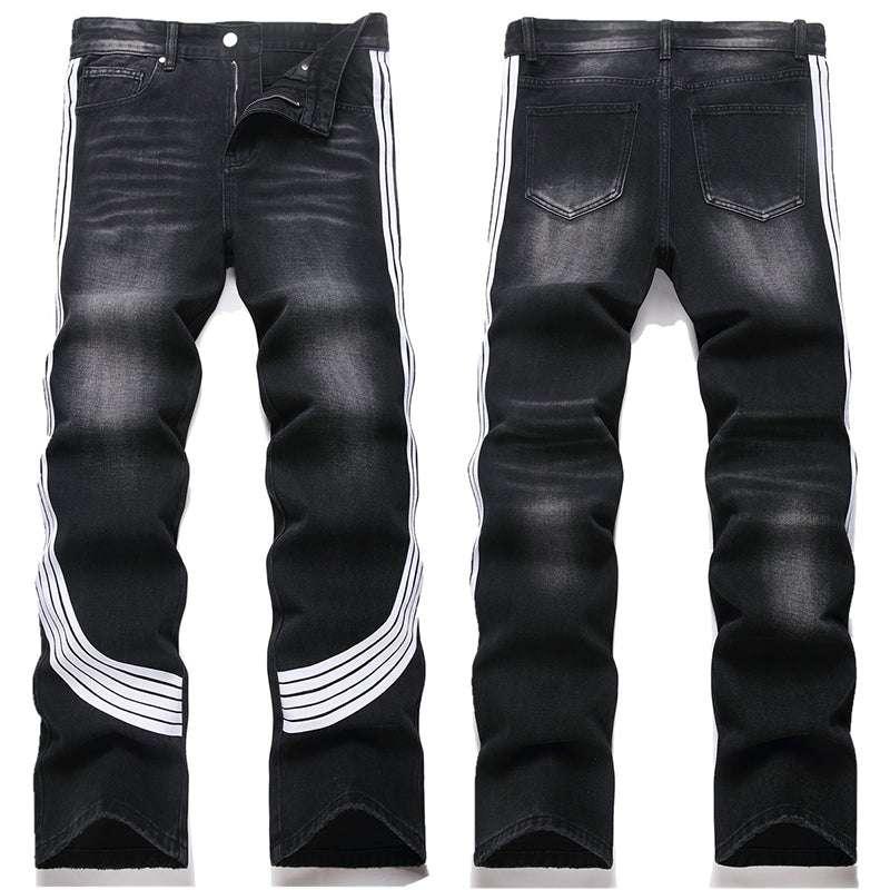 Mens Fashion Jeans White stripes 5725# Pure cotton high quality