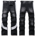 Mens Fashion Jeans White stripes 5725# Pure cotton high quality
