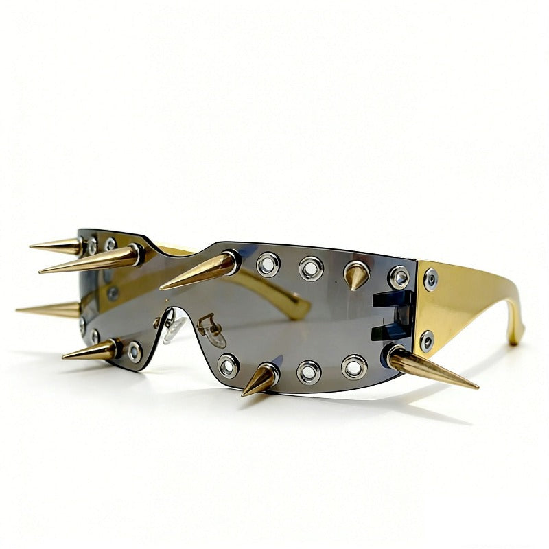 Trendy punk glasses spike all-in-one frameless