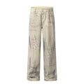 American-style streetwear harem pants Faded bleached dirty tone vintage wash