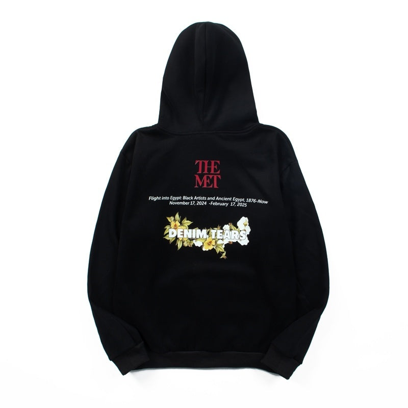 Denim Tears Hoodie Y2K Heavyweight Vintage Egyptian Art Printed Oversized Streetwear Hoodie
