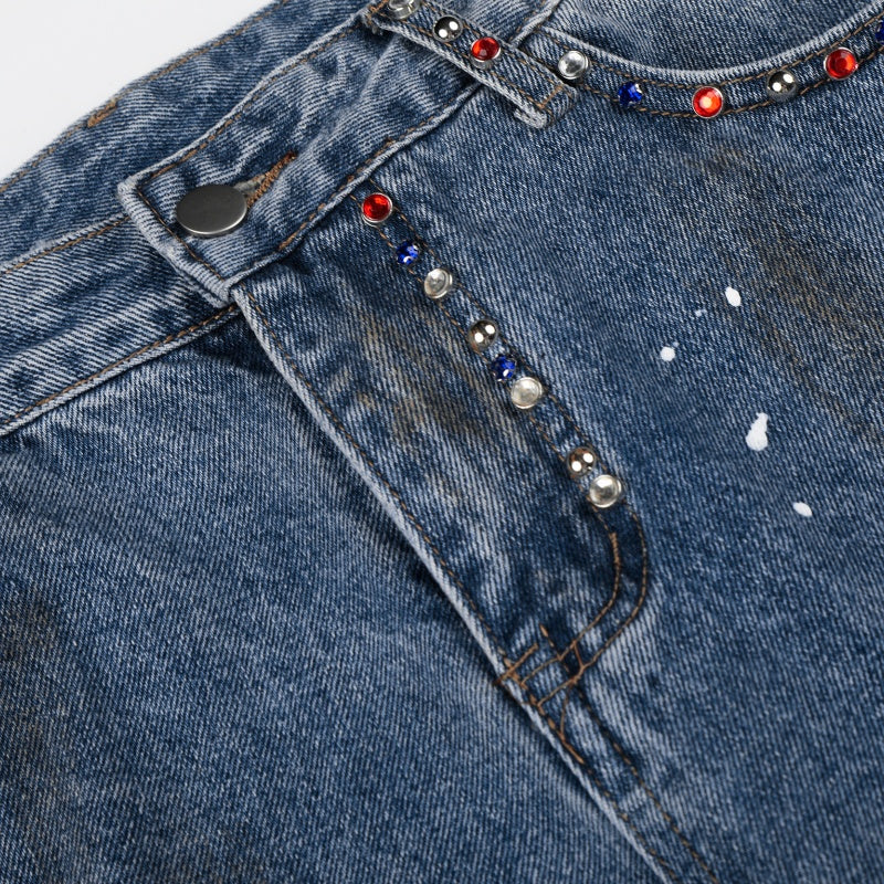 American-style streetwear harem pants Distressed Hole Faded Denim Casual Wear