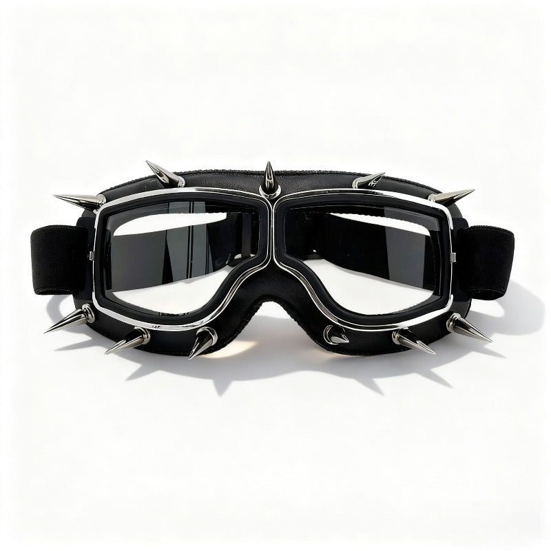 Trendy punk glasses retro leather binding