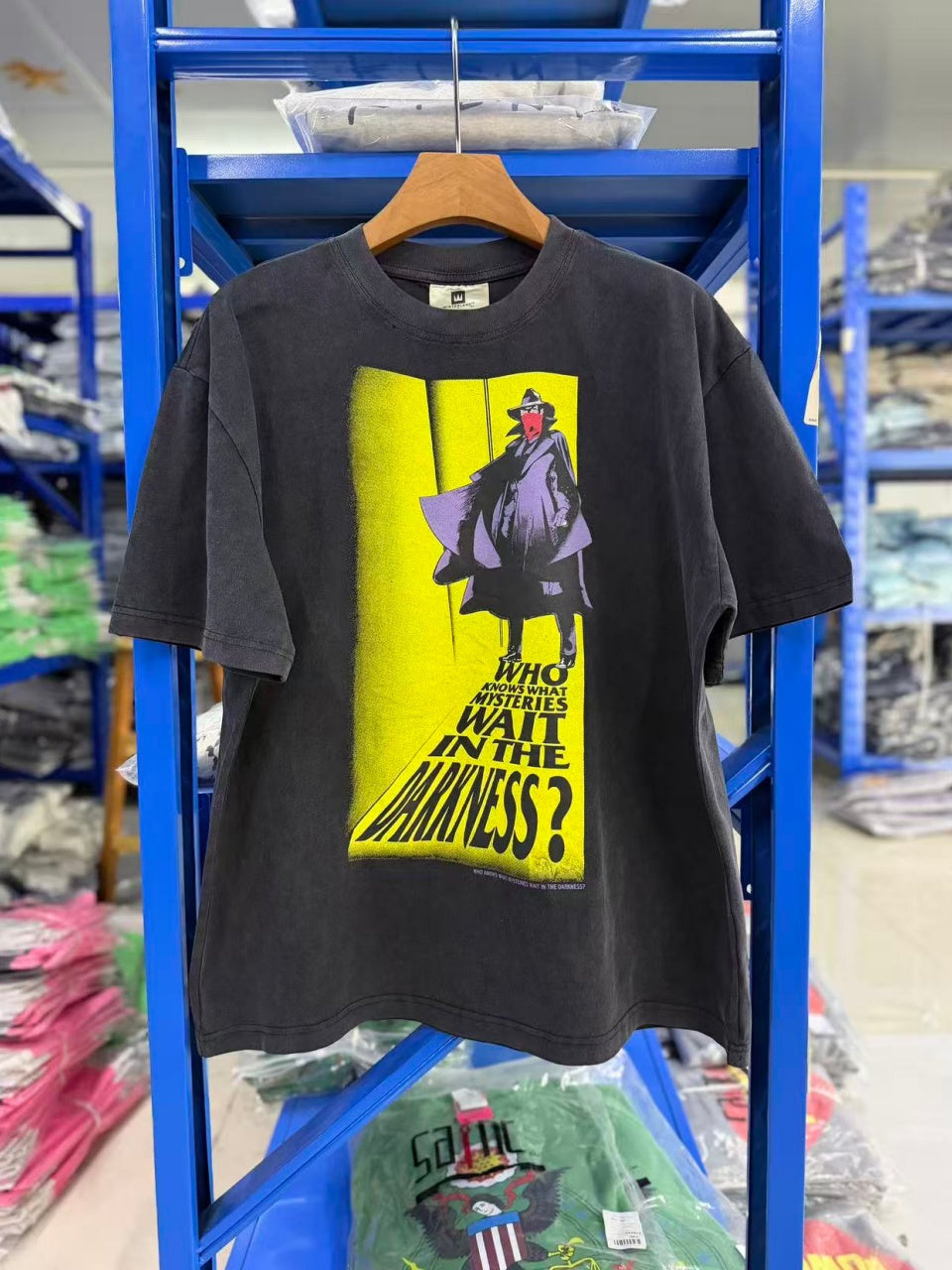 Vintage style washed summer wear T shirt Big red tongue 260G pure cotton high-quality streetwear
