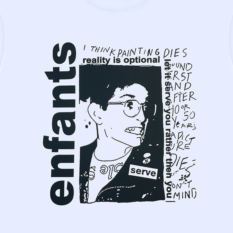 ERD T Shirts Vertical Text Framed Sketch Portrait Street Graphic Top