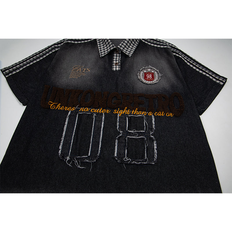 Unisex vintage T-shirt Polo shirt with a stand-up collar