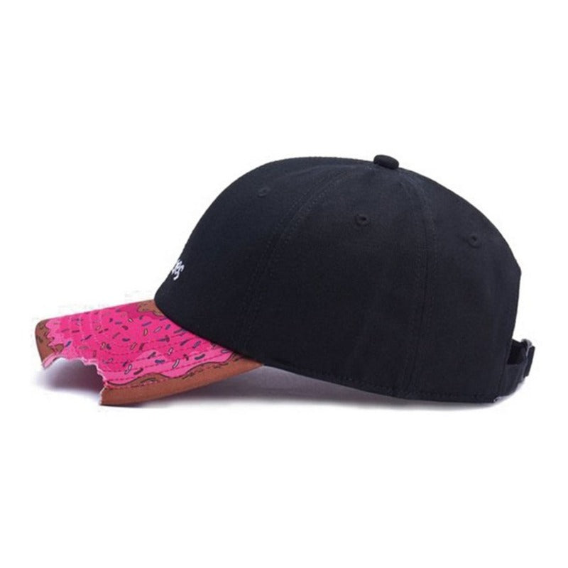 Trendy flat brimmed snapback hatscurved brim missing corner sunshade adjustable