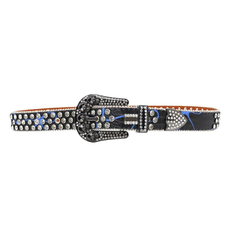 Hip-hop punk rhinestone belt skull punk wide belt