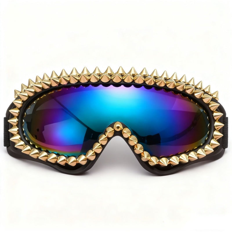 Trendy punk glasses retro rivets