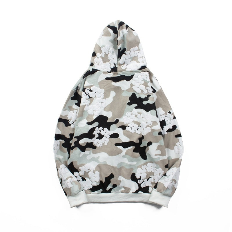 Denim Tears Hoodie Y2K Fleece Camouflage Cotton Wreath Graphic Oversized Hooded