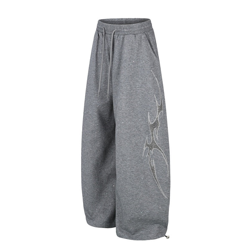 American-style streetwear harem pants Oversized Side Print Y2K Outfit
