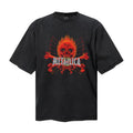 Saint Michael T Shirts Distressed Black Front Flame Skull Crossbone Back Dragon Demon Metal Band Streetwear Top