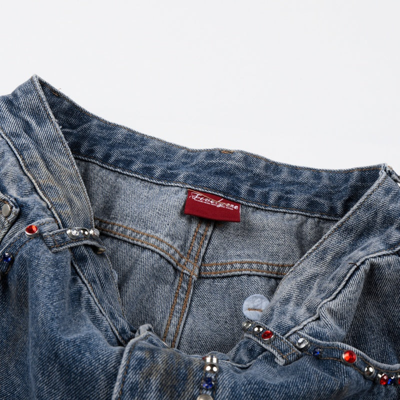 American-style streetwear harem pants Distressed Hole Faded Denim Casual Wear