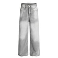 American-style streetwear harem pants Light Grey Shadow Fade Denim Trousers