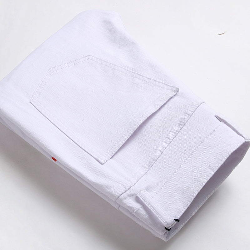 Mens Fashion Jeans Pants pocket zipper Color splatter ink 1168# Pure cotton high quality