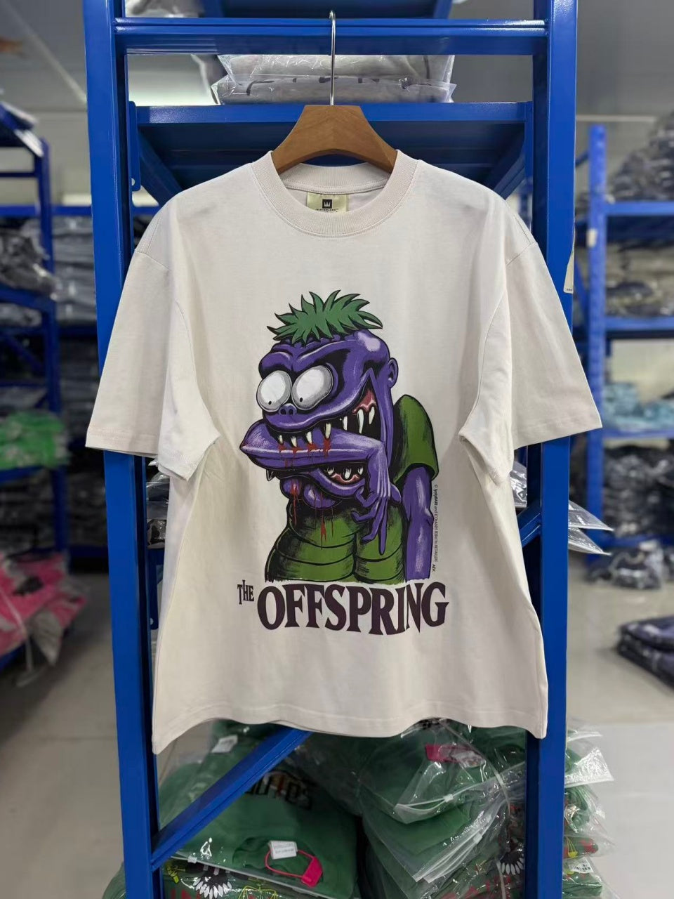 Vintage style washed summer wear T shirt Purple monster 260G pure cotton high-quality streetwear