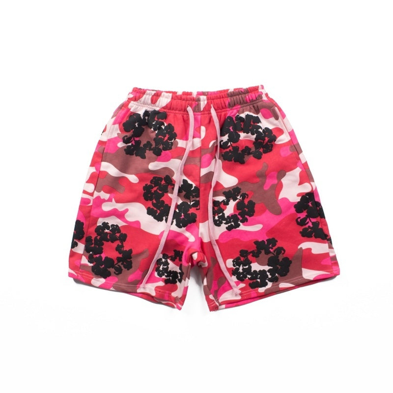 Denim Tears Shorts Y2K Heavyweight Camouflage Flower Printed Streetwear Shorts