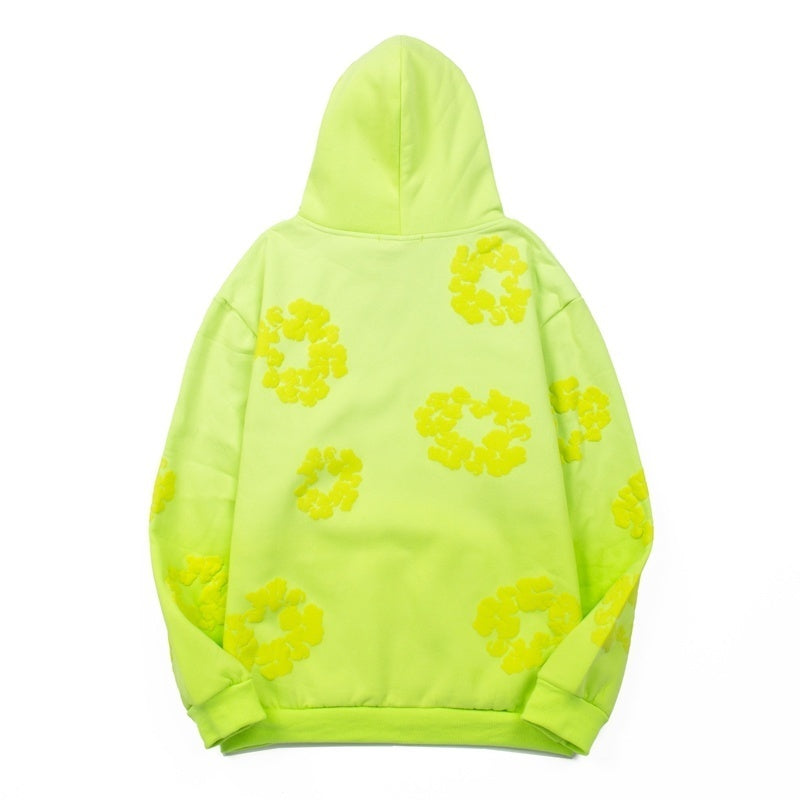 Denim Tears Hoodie Fleece Embossed Cotton Wreath Graphic Oversized Hooded