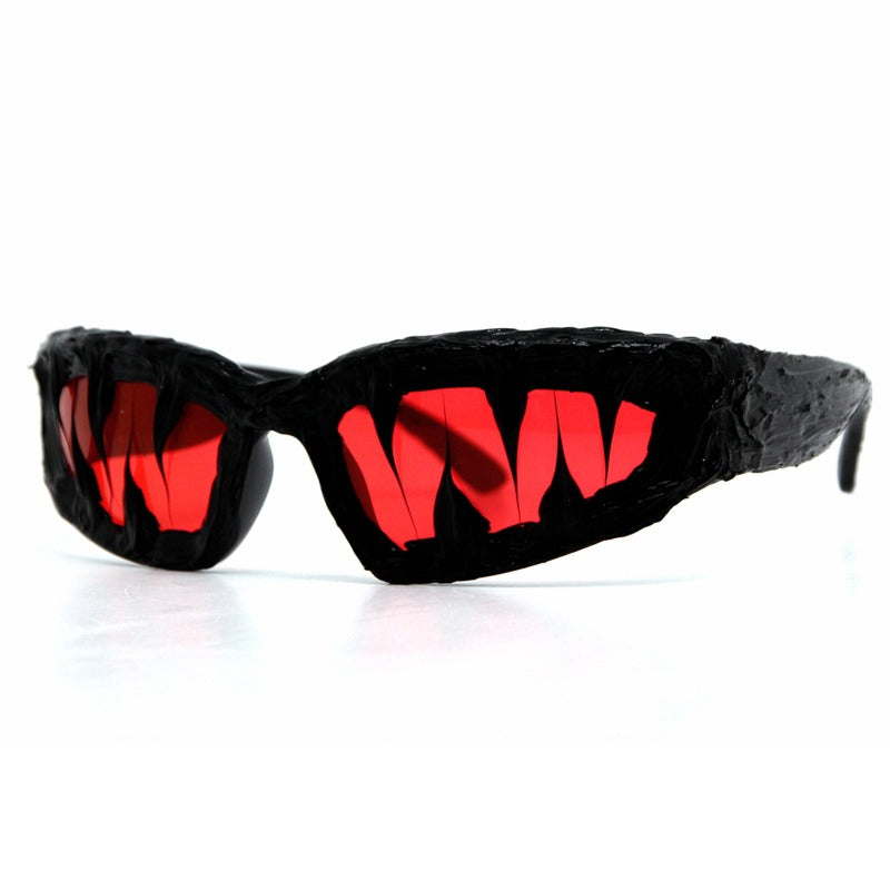 Trendy punk glasses shark teeth glue