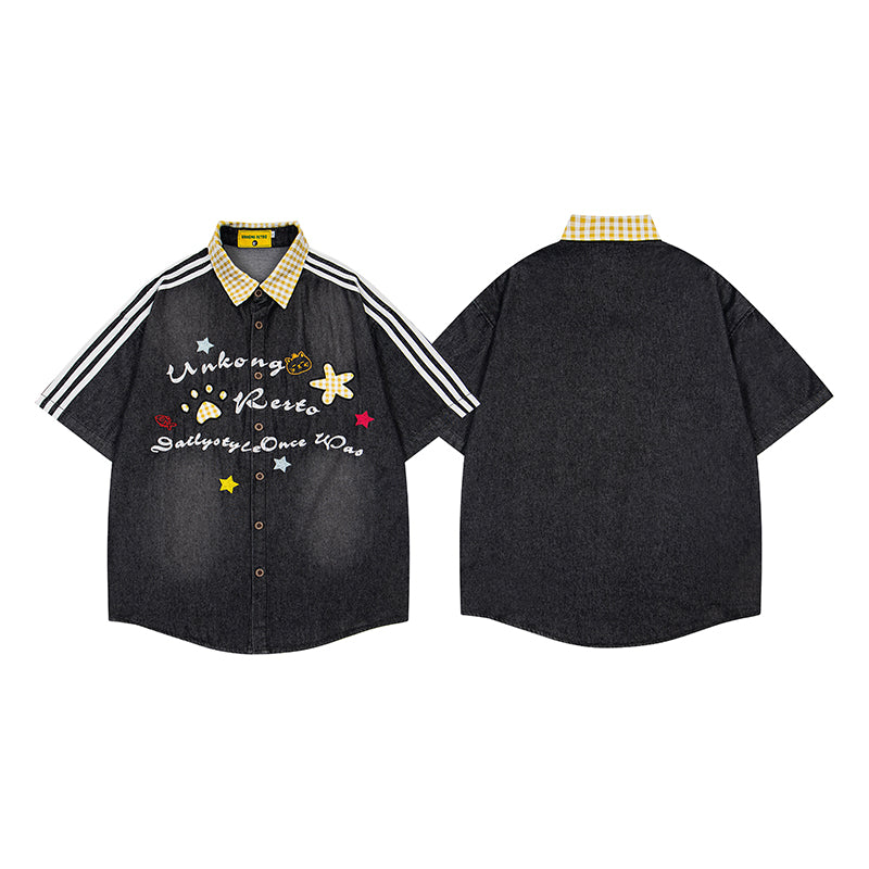 Unisex vintage T-shirt Polo shirt with a stand-up collar