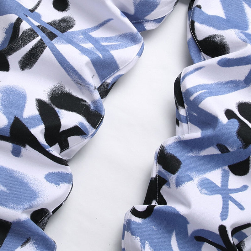Mens Fashion Jeans Blue paintbrush graffiti 8837# Pure cotton high quality