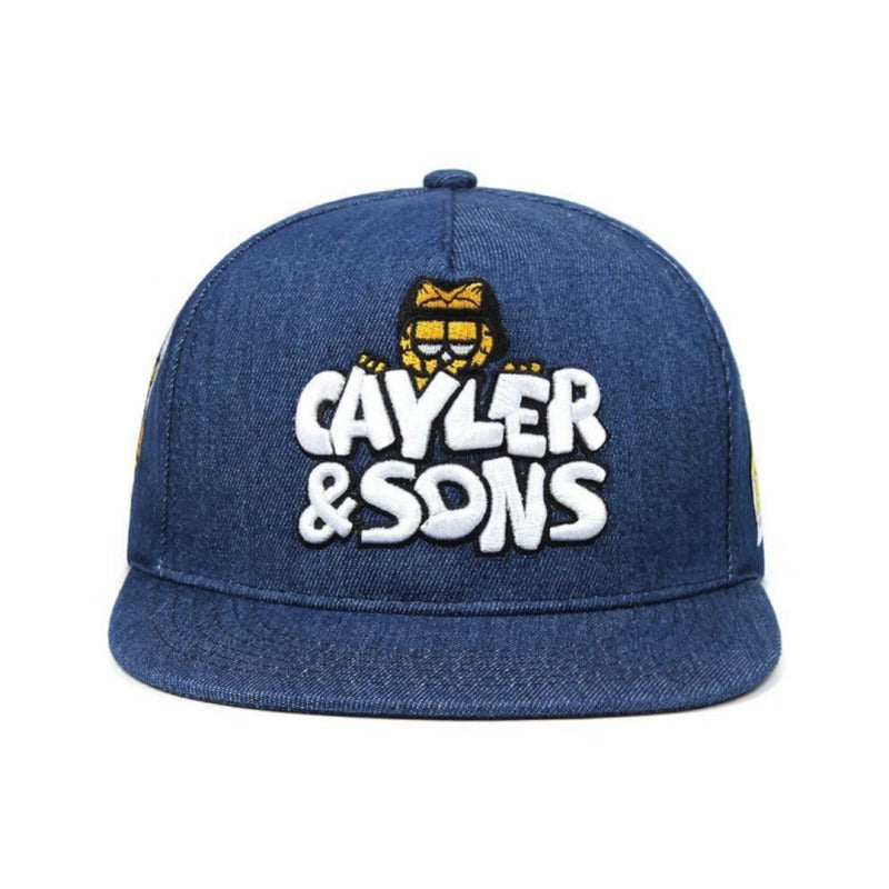 Trendy flat brimmed snapback hatscartoon breathable adjustable sunshade