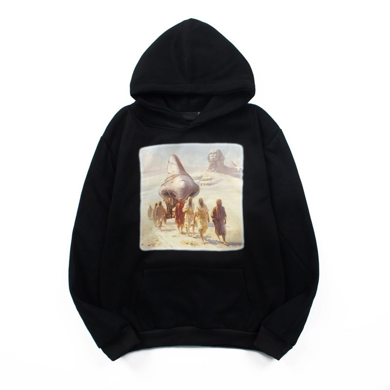 Denim Tears Hoodie Y2K Heavyweight Vintage Egyptian Art Printed Oversized Streetwear Hoodie