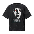 Saint Michael T Shirts Dark Gothic Aesthetic Monochrome Face Psychotic Saint Typography Motif
