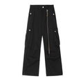 American-style streetwear harem pants Streetwear Relaxed Fit Cargo Bottoms, Pleated Multi Pocket Work Pants
