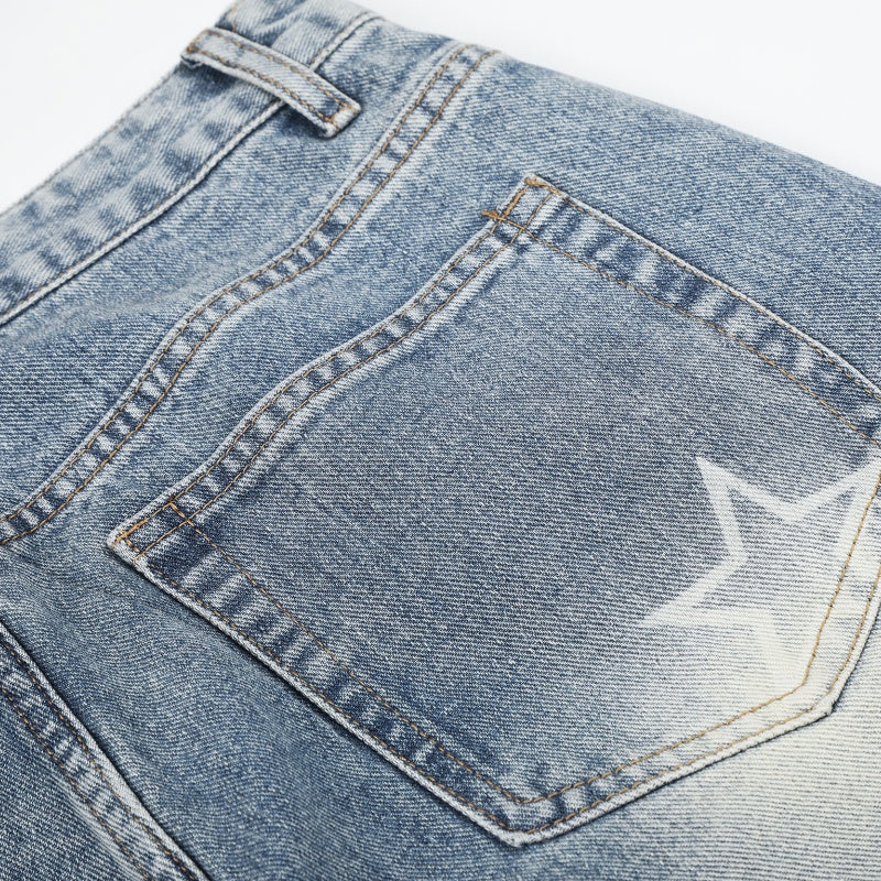 American-style streetwear harem pants Grunge Star Embroidery Denim Casual Wear