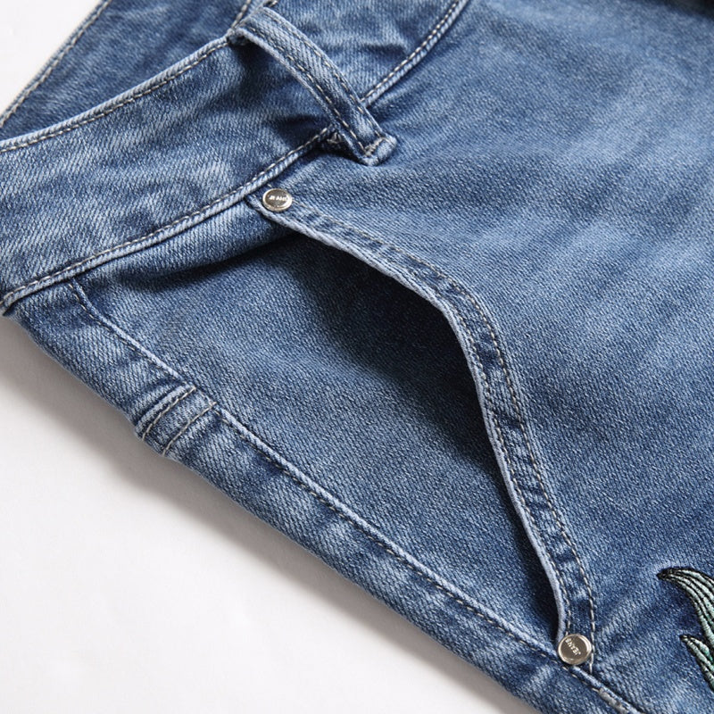 Denim shorts High-quality trendy casual pure cotton Non-stretch plus-size men's clothing