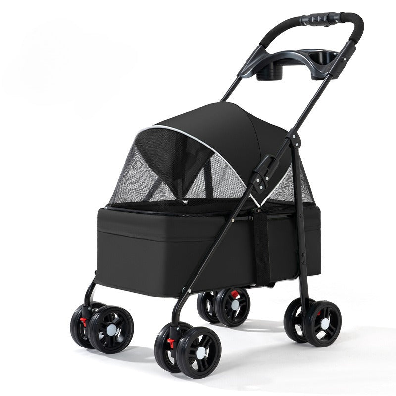 Pet Stroller 2026 Pet Cart Dog Cat Teddy Cart Going Out Small and Medium Dog Pull Cart Lightweight Foldable Foreign Trade