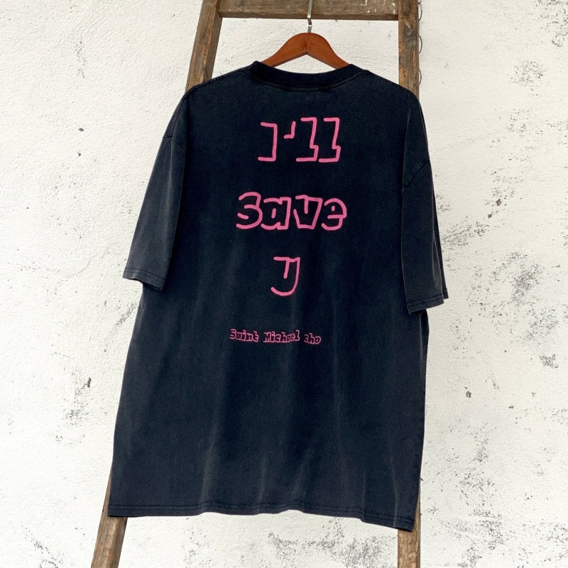 Unisex Vintage T Shirts Evil Spirit Summoning Limited Edition | White Ink Direct-to-Garment Print | High-Street Vintage Style | Heavyweight Distressed Acid Wash