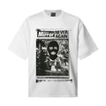 Saint Michael T Shirts White Oversized Daily Mirror Never Again Balaclava Mask Front Print