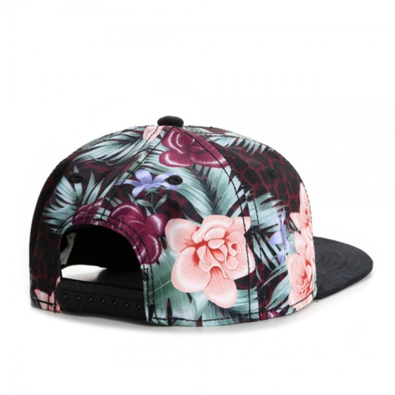 Trendy flat brimmed snapback hatsadjustable flower letterparis