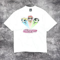 Unisex Vintage T Shirts THE POWERPUFF GIRLS Limited Edition Washed & Distressed Short-Sleeve T-Shirt. Custom heavyweight brushed fabric with a vintage feel; high-quality direct-to-garment (DTG) white ink printing; premium texture throughout.