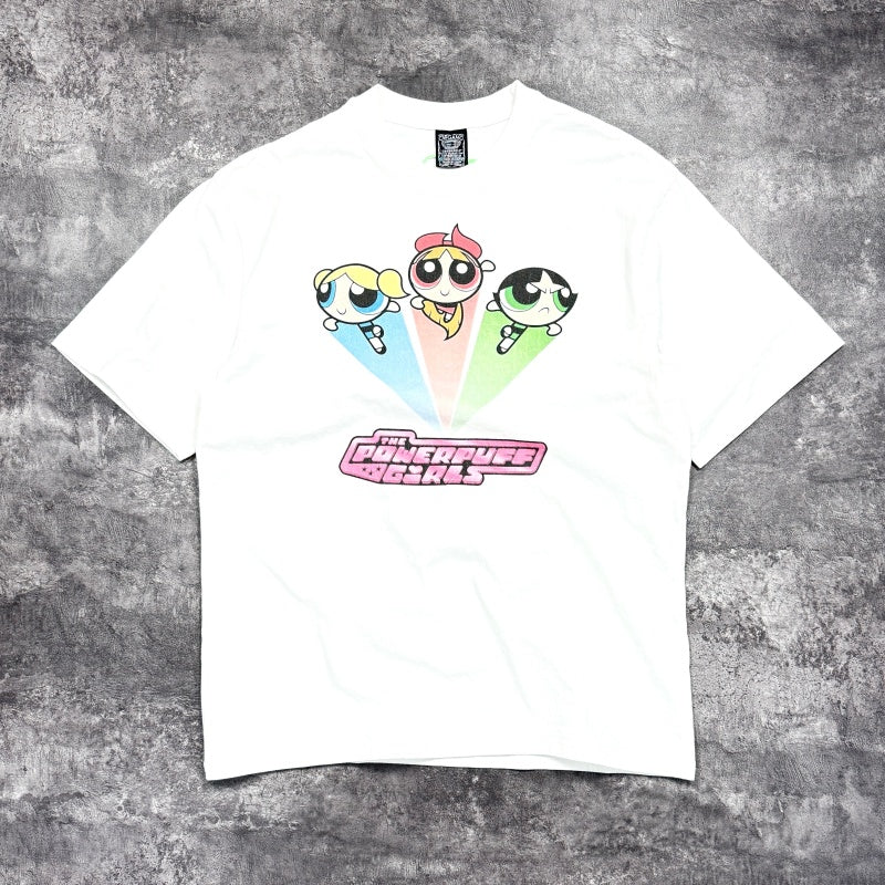 Unisex Vintage T Shirts THE POWERPUFF GIRLS Limited Edition Washed & Distressed Short-Sleeve T-Shirt. Custom heavyweight brushed fabric with a vintage feel; high-quality direct-to-garment (DTG) white ink printing; premium texture throughout.