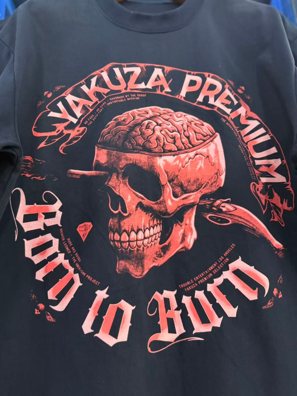 Vintage style washed summer wear T shirt Skull 260G pure cotton high-quality streetwear