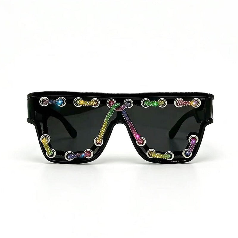 Trendy punk glasses sparkling diamond retro