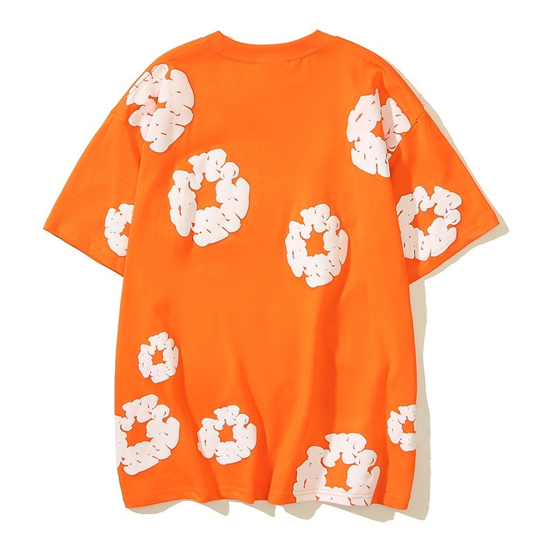 Denim Tears T Shirts Cotton All-Over Flower Wreath Graphic Oversized Tee