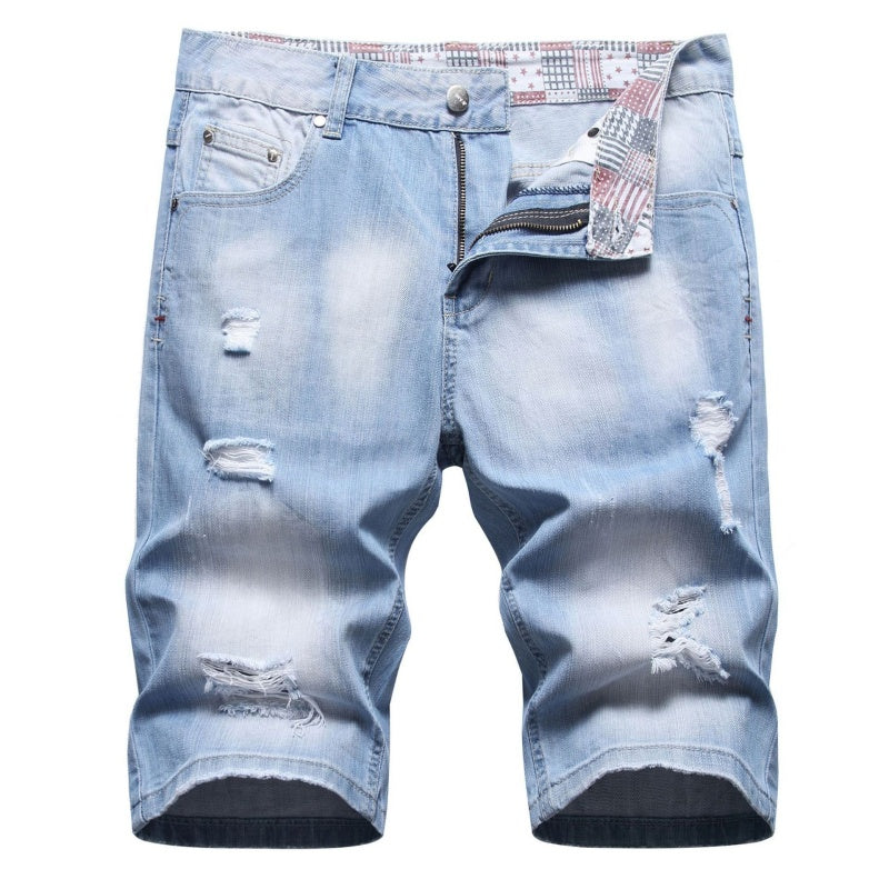 Denim shorts High-quality trendy casual pure cotton Non-stretch plus-size men's clothing