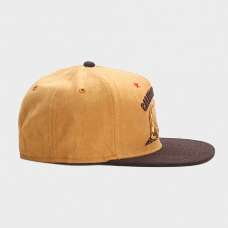 Trendy flat brimmed snapback hatssuede cartoon bear