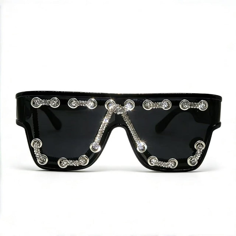 Trendy punk glasses sparkling diamond retro