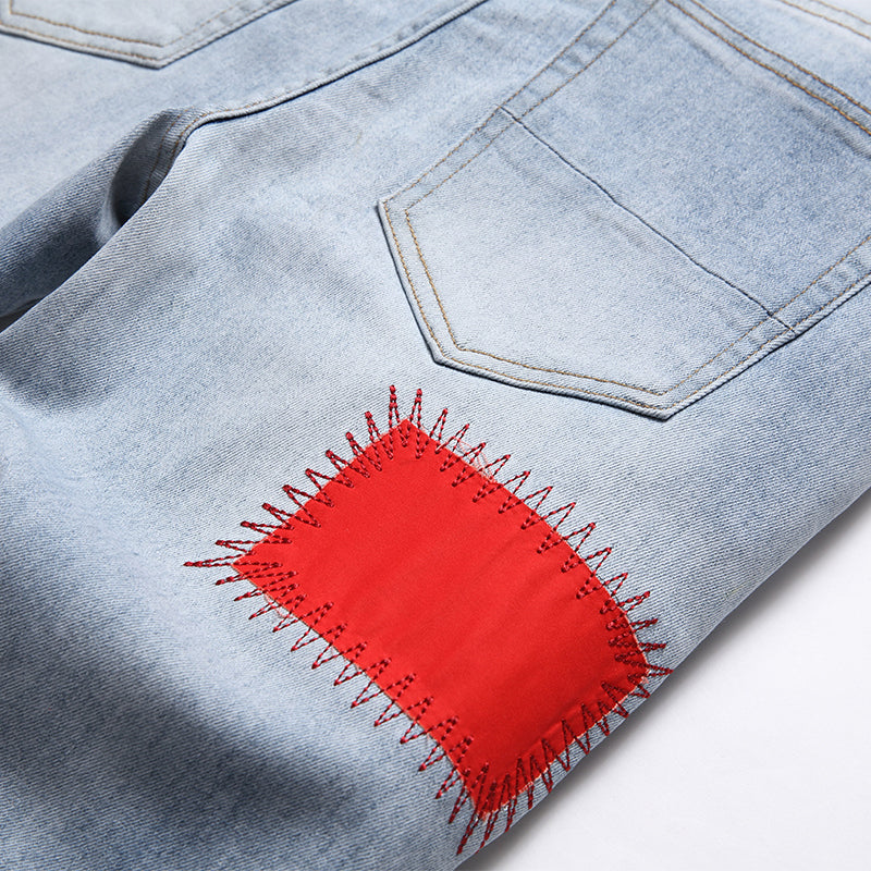 Mens Fashion Jeans Colored patch 8831# Pure cotton high quality