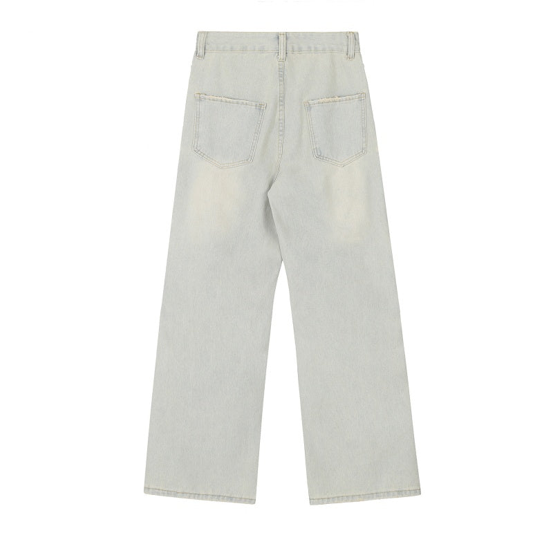 American-style streetwear harem pants Raw Edge Multi Layer Pocket Cargo Denim Pants