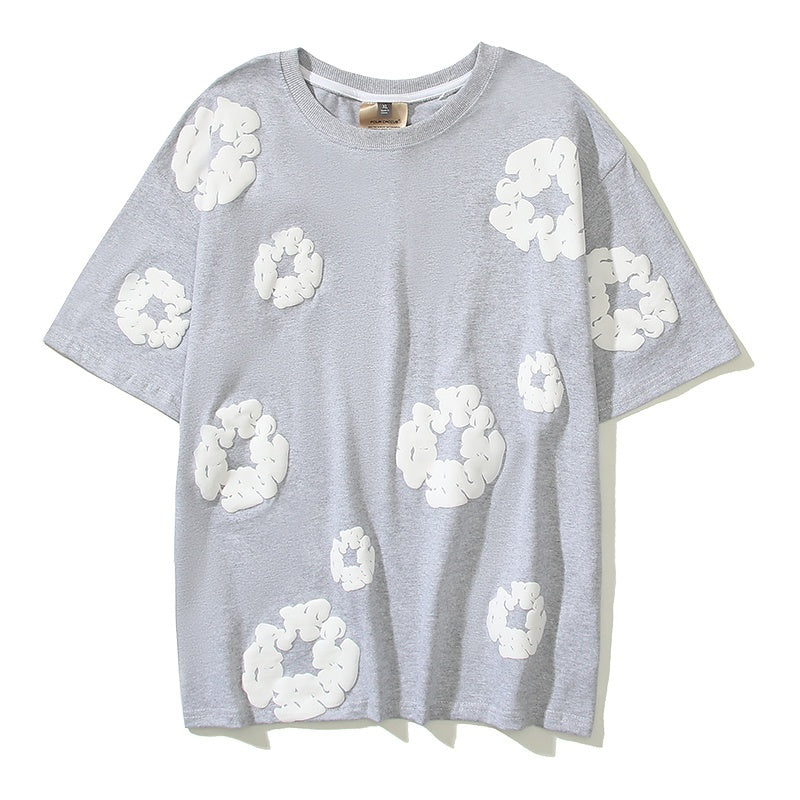 Denim Tears T Shirts Cotton All-Over Flower Wreath Graphic Oversized Tee
