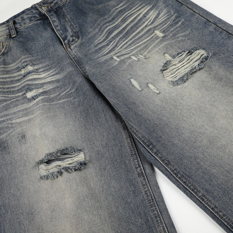 American-style streetwear harem pants Bottom Hem Distressed Baggy Apparel