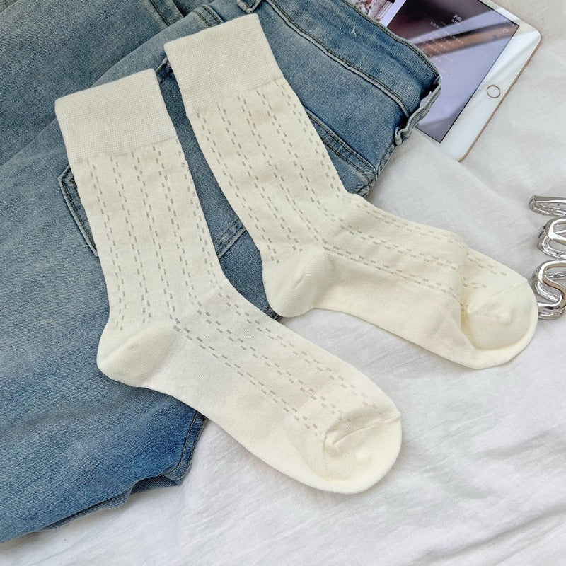 Men socks thin knee socks breathable cut out
