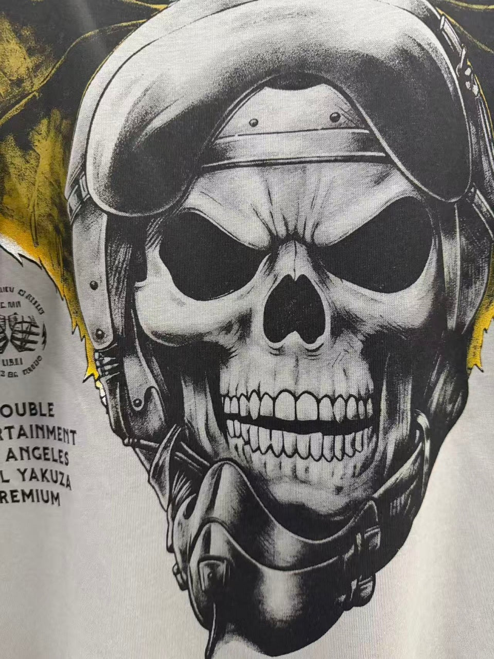 Vintage style washed summer wear T shirt Skull and bat shape 260G pure cotton high-quality streetwear