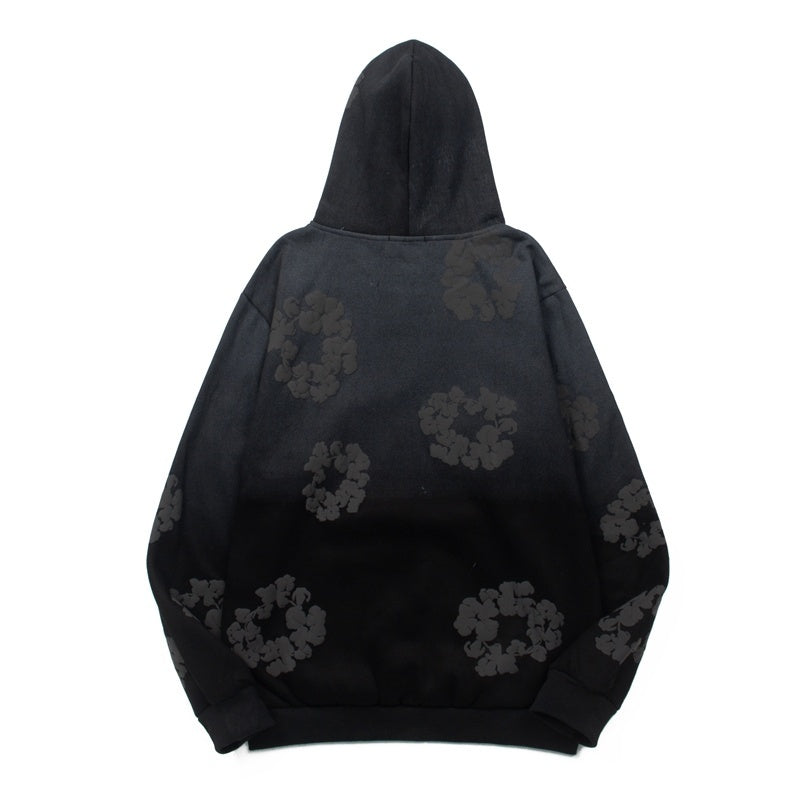 Denim Tears Hoodie Fleece Embossed Cotton Wreath Graphic Oversized Hooded